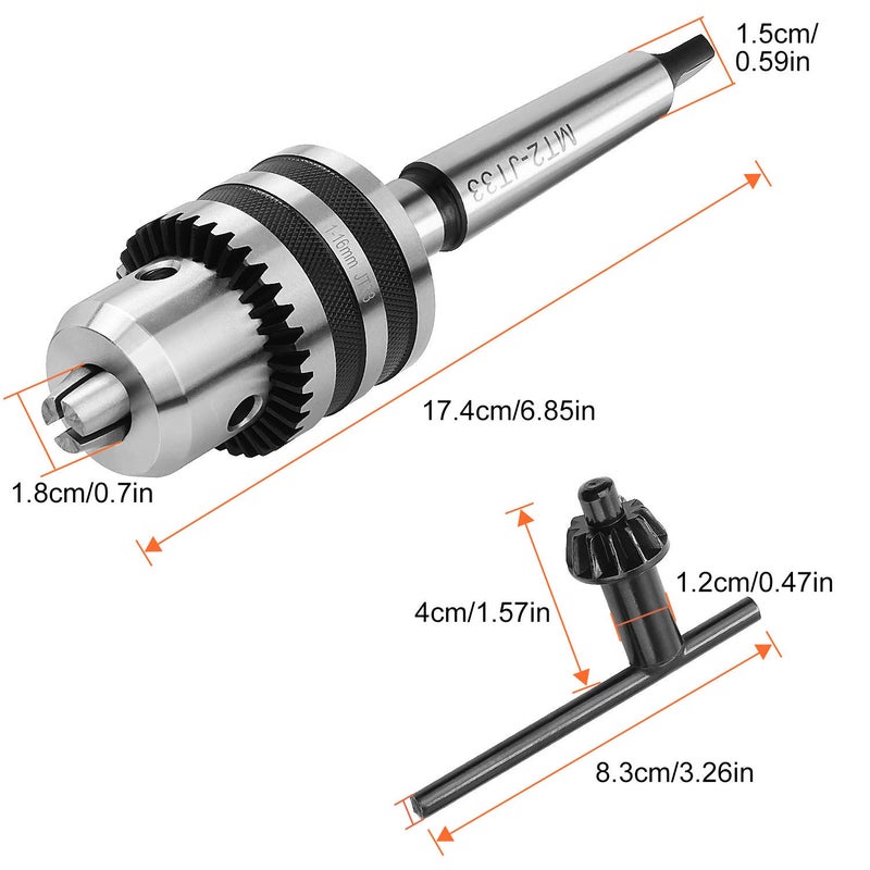Acrux7 1/32"- 5/8" MT2 Drill Chuck for Lathe, JT33 Drill Chuck with Morse Taper 2 Arbor & Chuck Key - Image 2